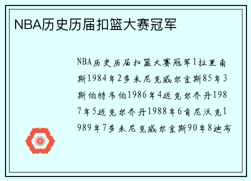 NBA历史历届扣篮大赛冠军